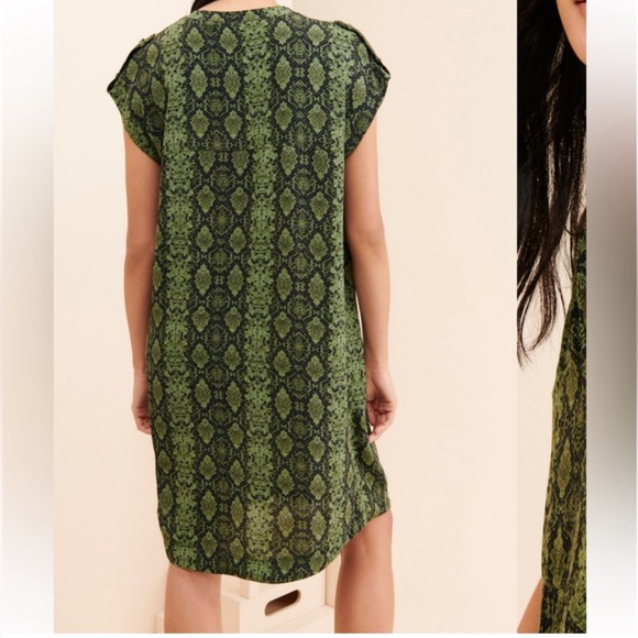 Anthropologie Green Snake Print Shift Dress - Picture 8 of 9